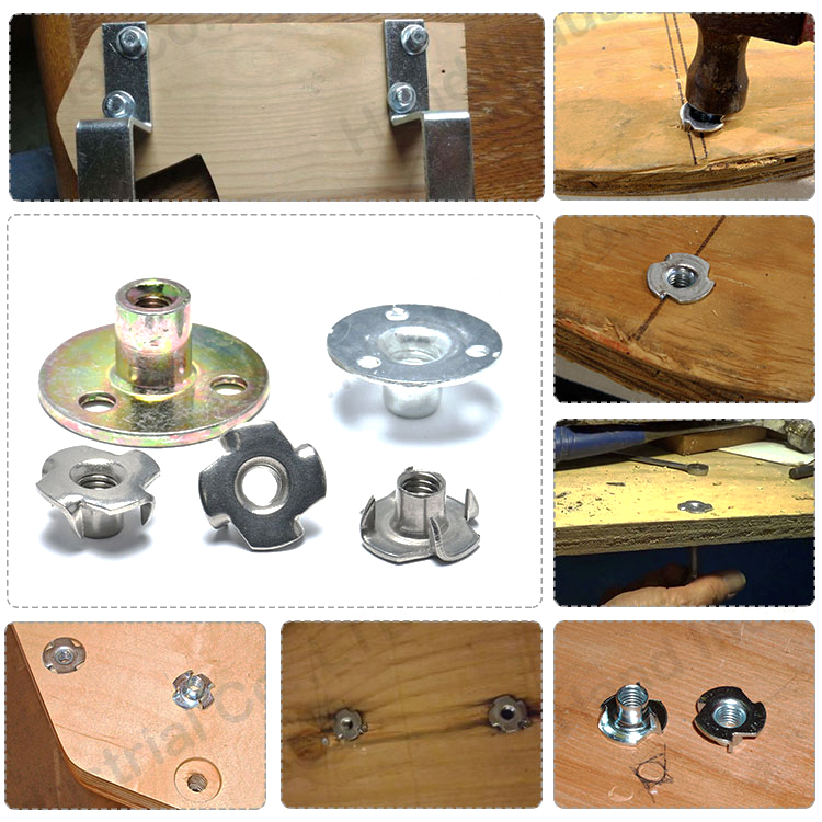 Steel Galvanizec Zinc Four Claw T Nut for Wood