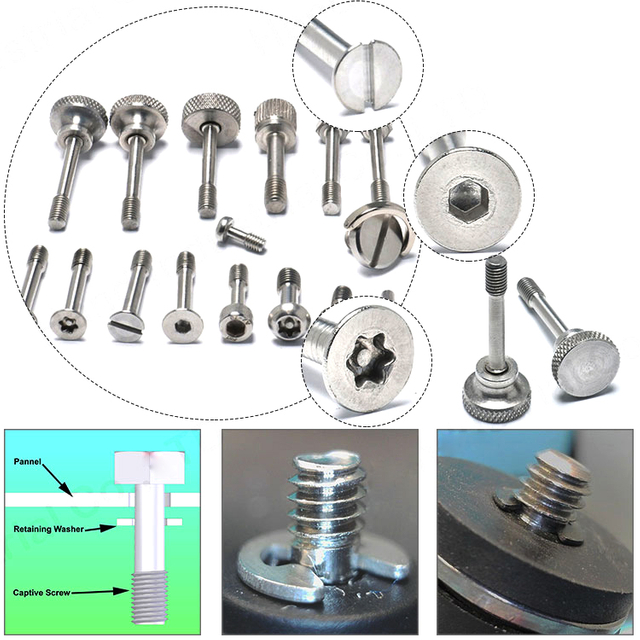 Stainless Steel Knurled Head Slotted Captive Screw