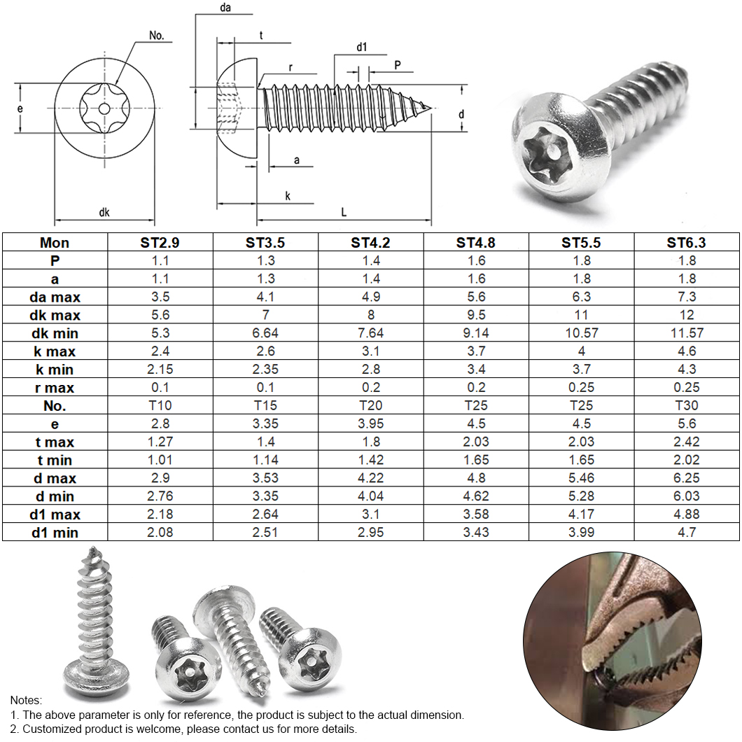 thumbnail image 2 of 302 Piece Assorted 6g 8g Stainless Steel Security Torx Self-Tapping Screws Kit 2 of 6
